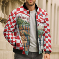 Plitvice Waterfall Hrvatska Scenery Bomber Puffer Jacket