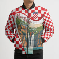 Plitvice Waterfall Hrvatska Scenery Bomber Puffer Jacket
