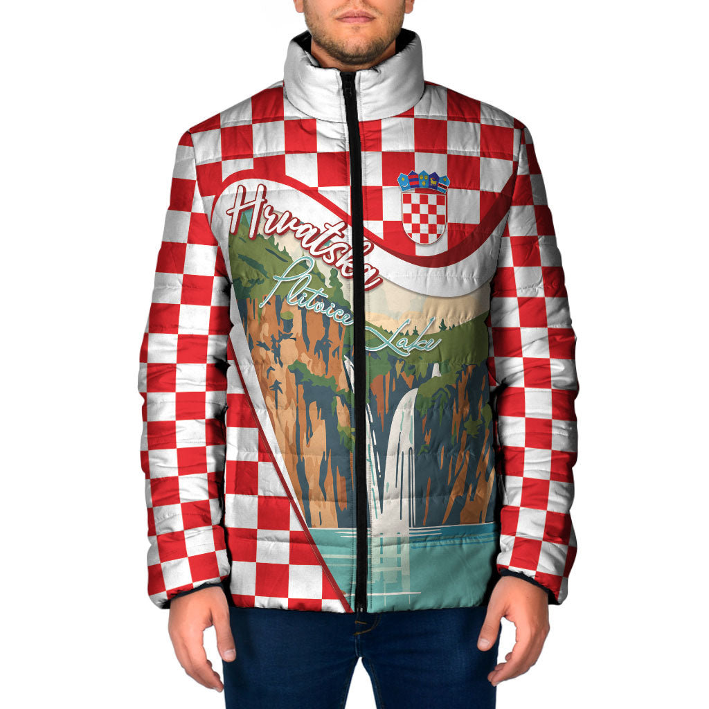 Plitvice Waterfall Hrvatska Scenery Padded Jacket