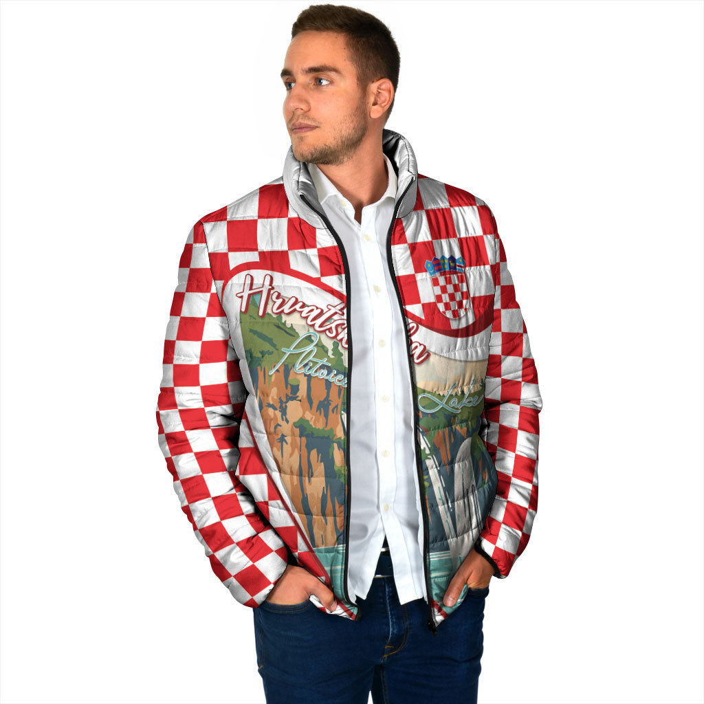 Plitvice Waterfall Hrvatska Scenery Padded Jacket