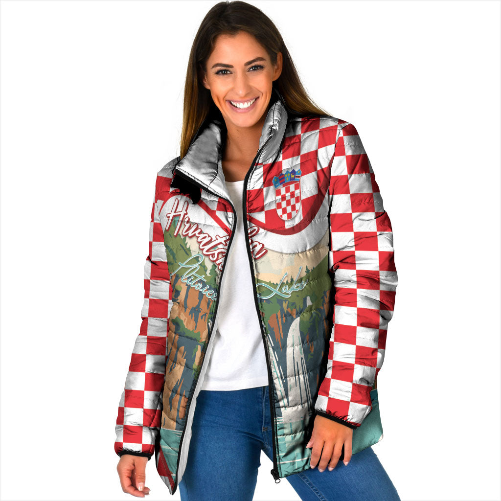 Plitvice Waterfall Hrvatska Scenery Padded Jacket