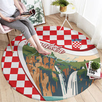 Plitvice Waterfall Hrvatska Scenery Round Carpet