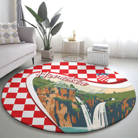 Plitvice Waterfall Hrvatska Scenery Round Carpet