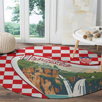 Plitvice Waterfall Hrvatska Scenery Round Carpet
