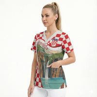 Plitvice Waterfall Hrvatska Scenery Scrub Top