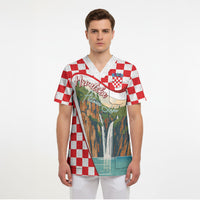 Plitvice Waterfall Hrvatska Scenery Scrub Top