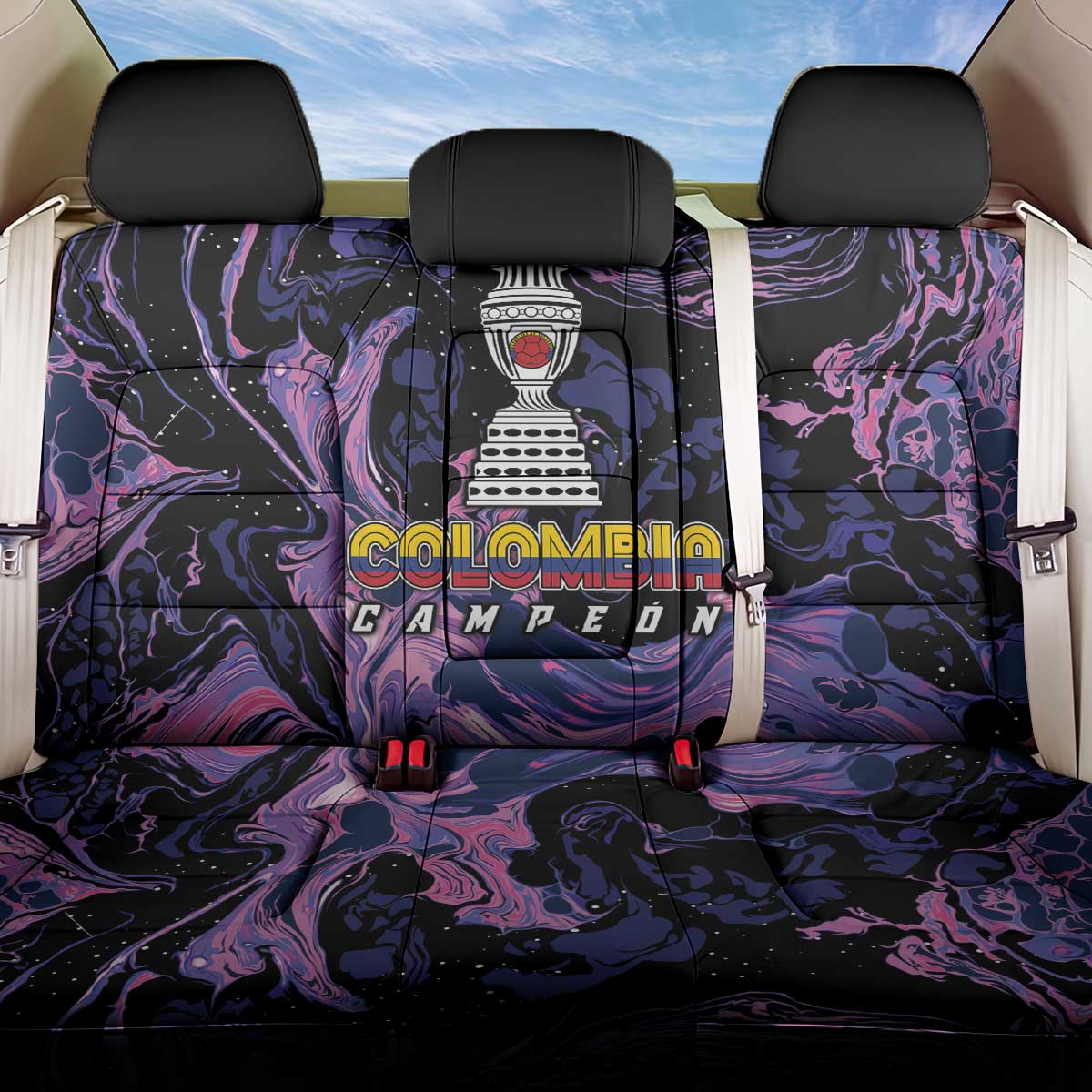 Colombia Football Back Car Seat Cover Cano Cristales Style - Todos Somos Campeon LT7 - Wonder Print Shop