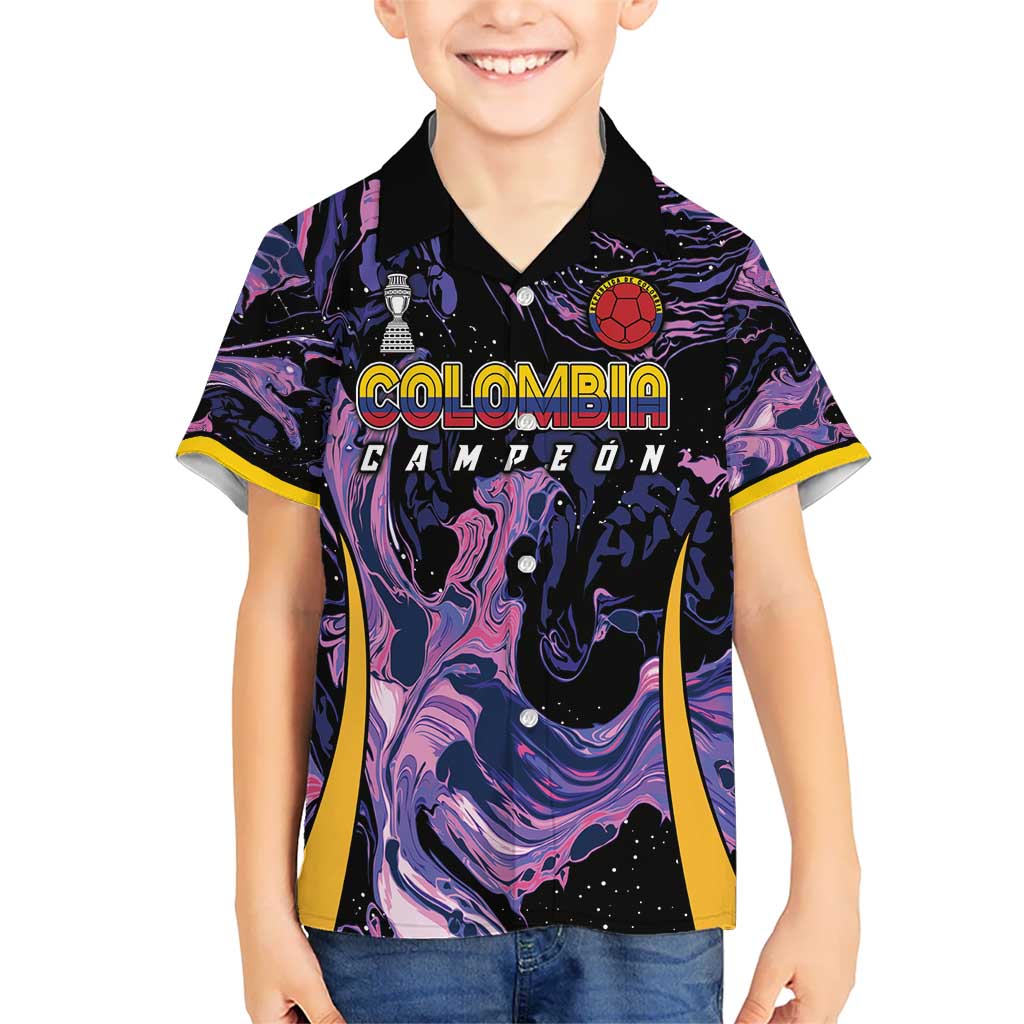 Colombia Football Custom Kid Hawaiian Shirt Cano Cristales Style - Todos Somos Campeon - Wonder Print Shop