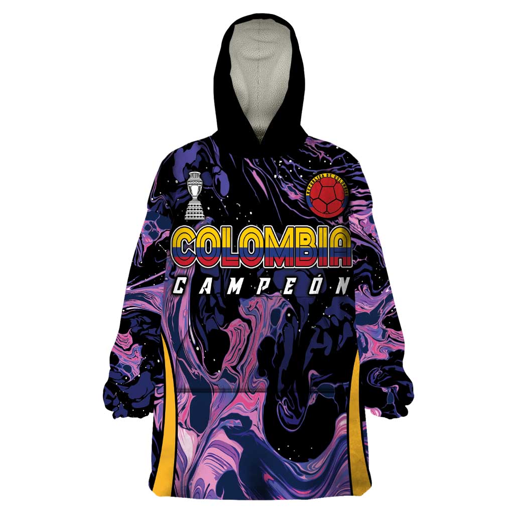 Colombia Football Custom Wearable Blanket Hoodie Cano Cristales Style - Todos Somos Campeon - Wonder Print Shop