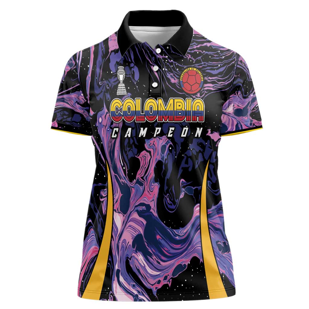 Colombia Football Custom Women Polo Shirt Cano Cristales Style - Todos Somos Campeon - Wonder Print Shop