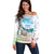 Chucks N Pearls 2024 Off Shoulder Sweater Pink Green Rocking The World - Wonder Print Shop