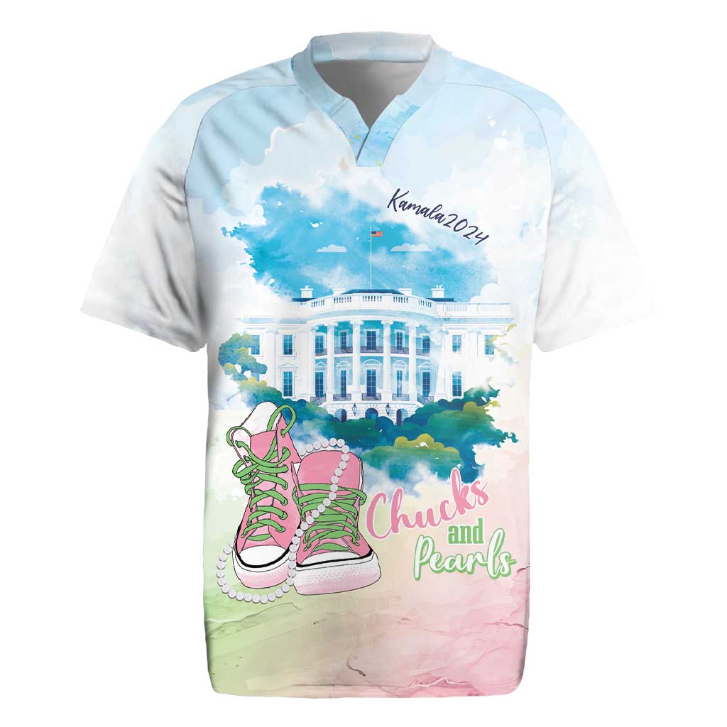 Chucks N Pearls 2024 Rugby Jersey Pink Green Rocking The World - Wonder Print Shop