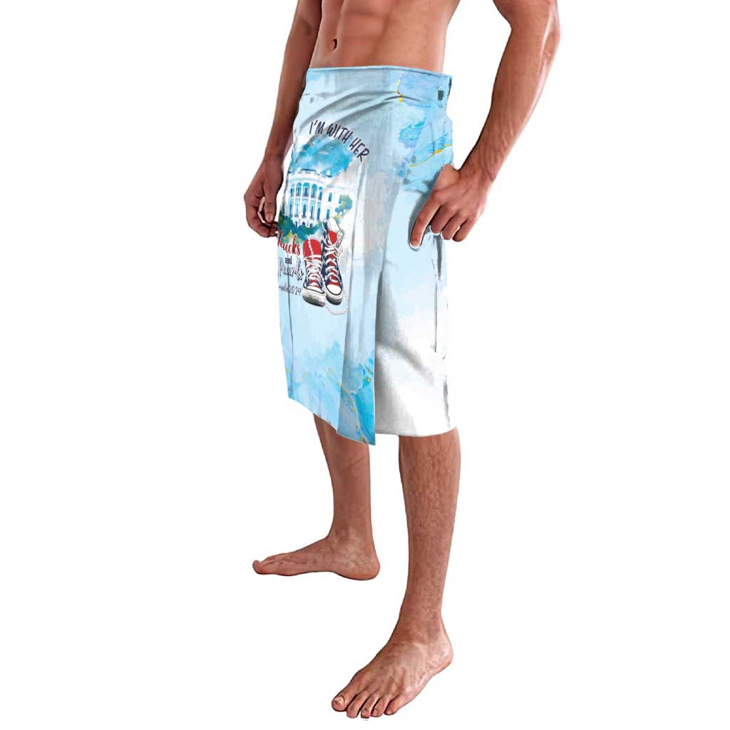 Light blue graphic wrap sarong skirt with print and asymmetrical hem