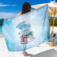 Light blue sarong with large central map graphic and Chucks N Pearls logo