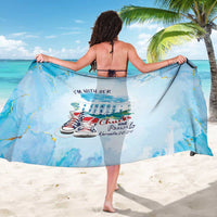 Light blue sarong with back graphic map print and 'I'm With Her' text