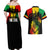 Jamaica Reggae Couples Matching Off Shoulder Maxi Dress and Hawaiian Shirt Legend Bob Sketch Style One Love LT7 - Wonder Print Shop