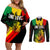 Jamaica Reggae Couples Matching Off Shoulder Short Dress and Long Sleeve Button Shirts Legend Bob Sketch Style One Love LT7 - Wonder Print Shop