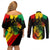 Jamaica Reggae Couples Matching Off Shoulder Short Dress and Long Sleeve Button Shirts Legend Bob Sketch Style One Love LT7 - Wonder Print Shop