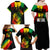 Jamaica Reggae Family Matching Off Shoulder Long Sleeve Dress and Hawaiian Shirt Legend Bob Sketch Style One Love - Wonder Print Shop