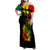 Jamaica Reggae Family Matching Off Shoulder Maxi Dress and Hawaiian Shirt Legend Bob Sketch Style One Love LT7 - Wonder Print Shop