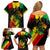 Jamaica Reggae Family Matching Off Shoulder Short Dress and Hawaiian Shirt Legend Bob Sketch Style One Love LT7 - Wonder Print Shop