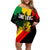 Jamaica Reggae Family Matching Off Shoulder Short Dress and Hawaiian Shirt Legend Bob Sketch Style One Love LT7 - Wonder Print Shop