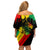 Jamaica Reggae Family Matching Off Shoulder Short Dress and Hawaiian Shirt Legend Bob Sketch Style One Love LT7 - Wonder Print Shop