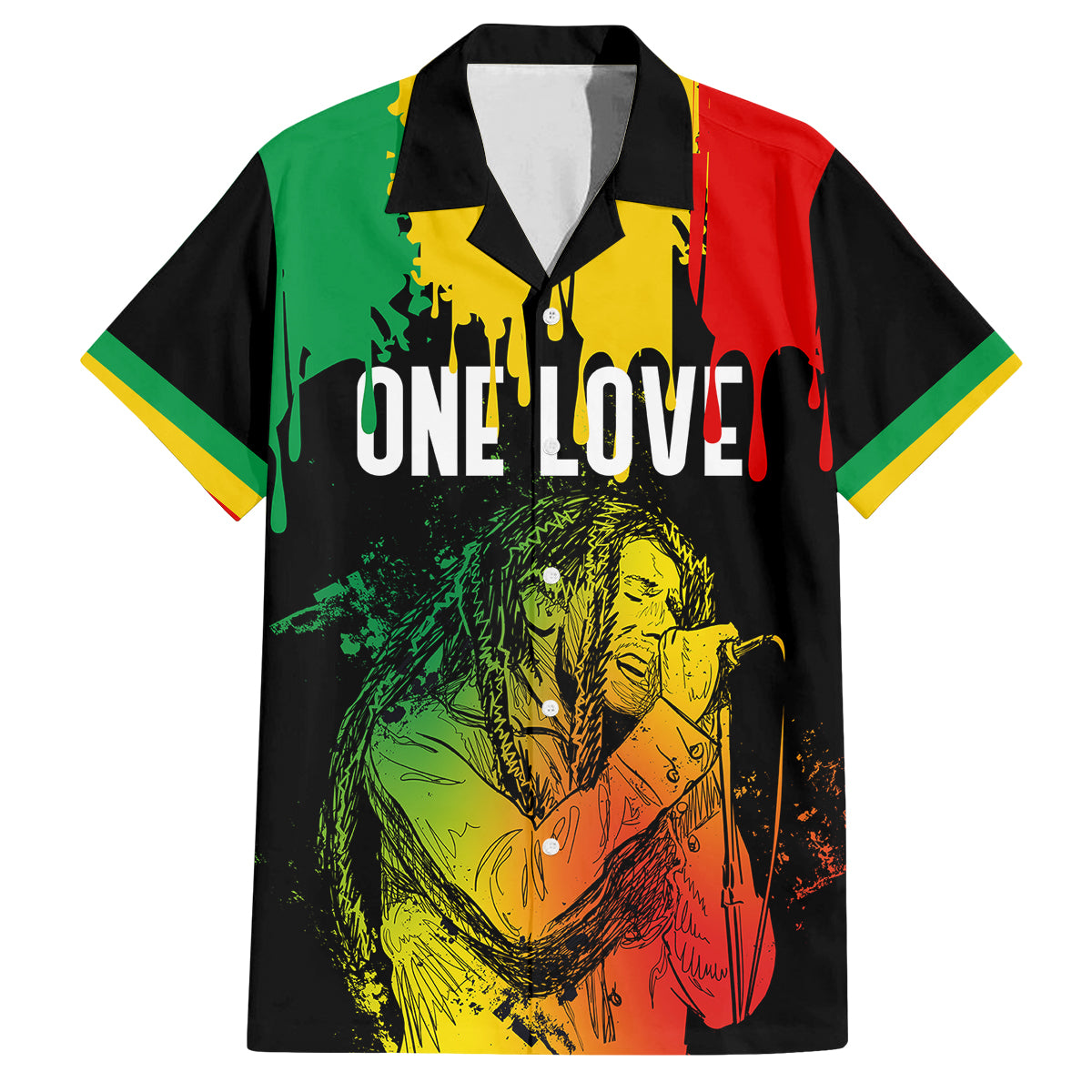 Jamaica Reggae Kid Hawaiian Shirt Legend Bob Sketch Style One Love - Wonder Print Shop