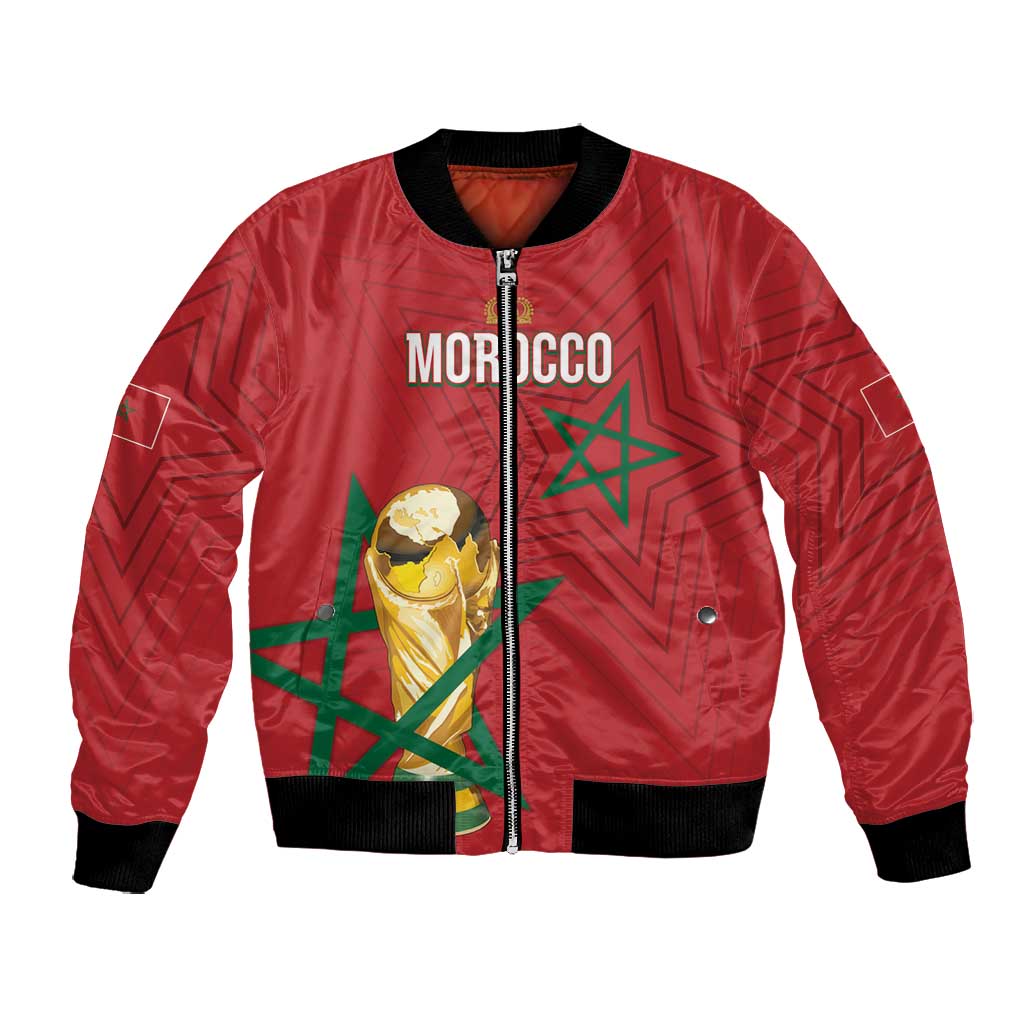 Morocco Football WC2026 Custom Bomber Jacket Atlas Lions - Conquer The World - Wonder Print Shop