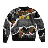 Juneteenth Freedom Day Personalized Grunge Ethnic Motif Bomber Jacket Black History