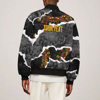 Juneteenth Freedom Day Personalized Grunge Ethnic Motif Bomber Jacket Black History