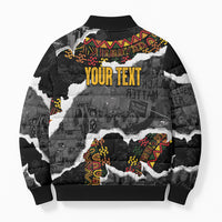 Juneteenth Freedom Day Personalized Grunge Ethnic Motif Bomber Puffer Jacket Black History