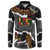 Juneteenth Freedom Day Personalized Grunge Ethnic Motif Button Sweatshirt Black History