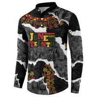 Juneteenth Freedom Day Personalized Grunge Ethnic Motif Button Sweatshirt Black History