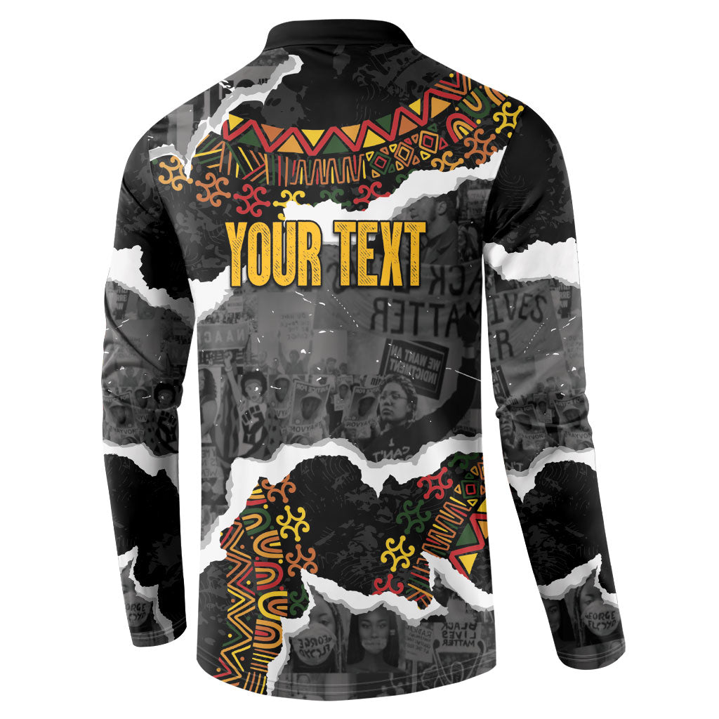 Juneteenth Freedom Day Personalized Grunge Ethnic Motif Button Sweatshirt Black History