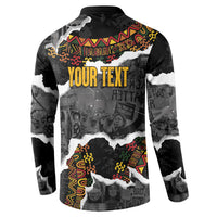 Juneteenth Freedom Day Personalized Grunge Ethnic Motif Button Sweatshirt Black History