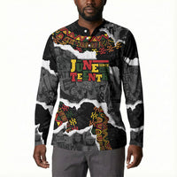 Juneteenth Freedom Day Personalized Grunge Ethnic Motif Button Sweatshirt Black History