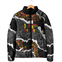 Juneteenth Freedom Day Personalized Grunge Ethnic Motif Padded Jacket Black History