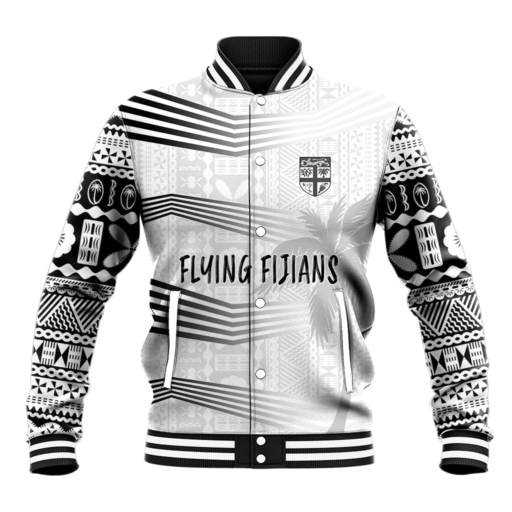 Personalised Fiji Rugby Baseball Jacket Kaiviti WC 2023 Jersey Replica - White LT7 - Wonder Print Shop