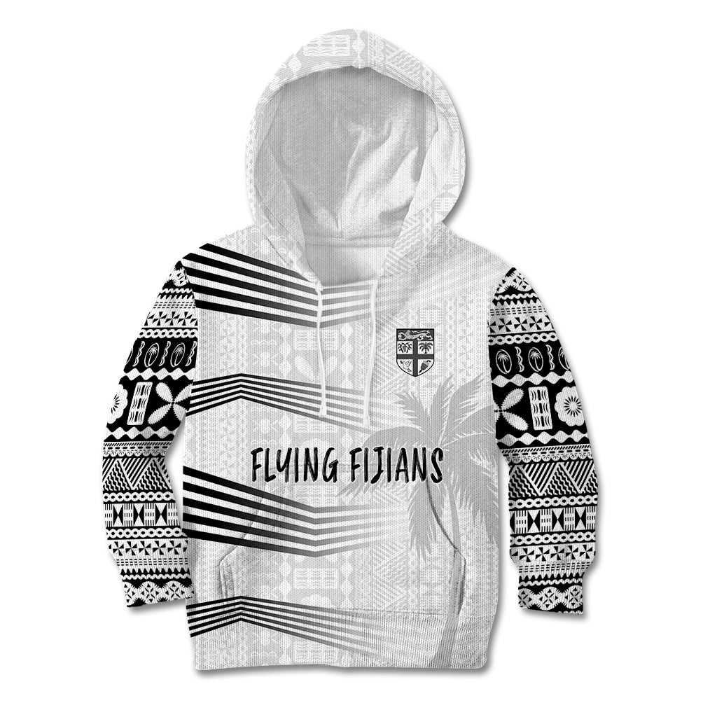 Personalised Fiji Rugby Kid Hoodie Kaiviti WC 2023 Jersey Replica - White - Wonder Print Shop