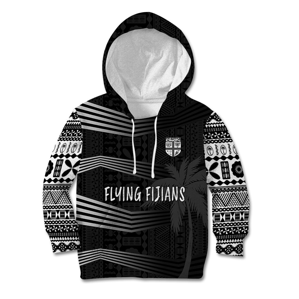 Personalised Fiji Rugby Kid Hoodie Kaiviti WC 2023 Jersey Replica - Black - Wonder Print Shop