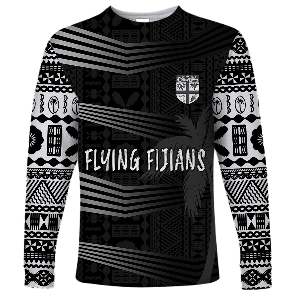 Personalised Fiji Rugby Long Sleeve Shirt Kaiviti WC 2023 Jersey Replica - Black - Wonder Print Shop