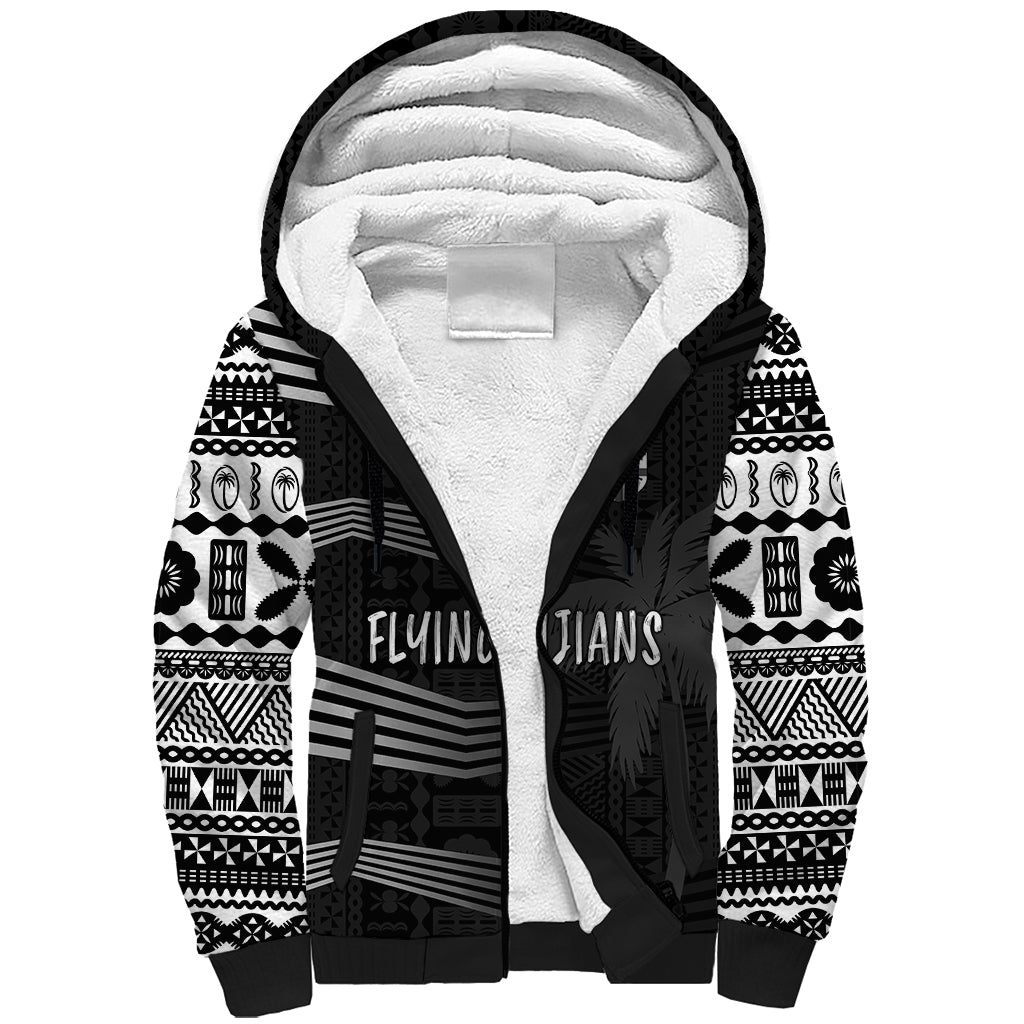 Personalised Fiji Rugby Sherpa Hoodie Kaiviti WC 2023 Jersey Replica - Black - Wonder Print Shop