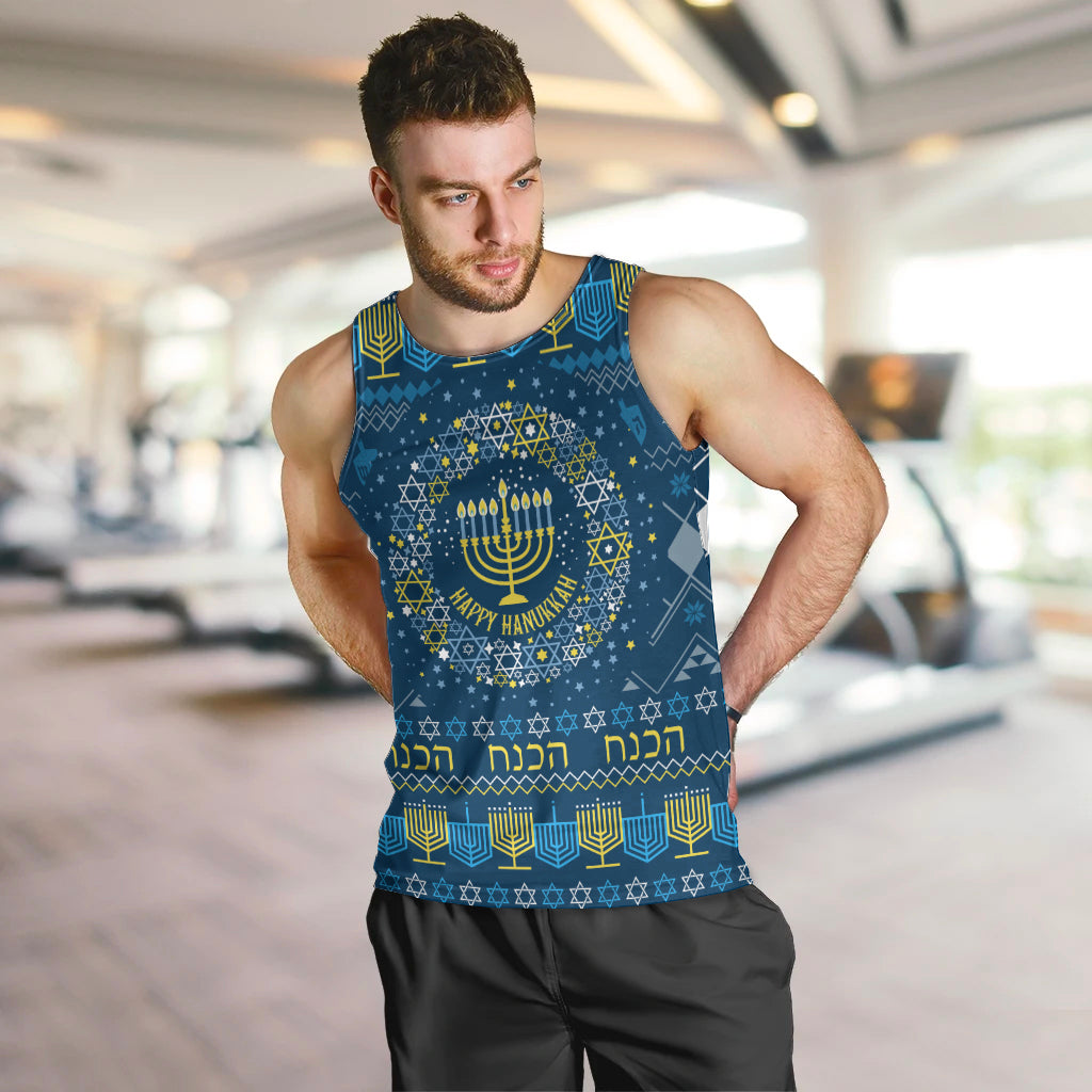 Happy Hanukkah Men Tank Top Love and Lights Menorah - Wonder Print Shop