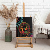 Kwanzaa canvas wall art showing mandala and two figures by candles