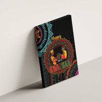Kwanzaa canvas wall art with mandala and two figures, “Happy Kwanzaa”