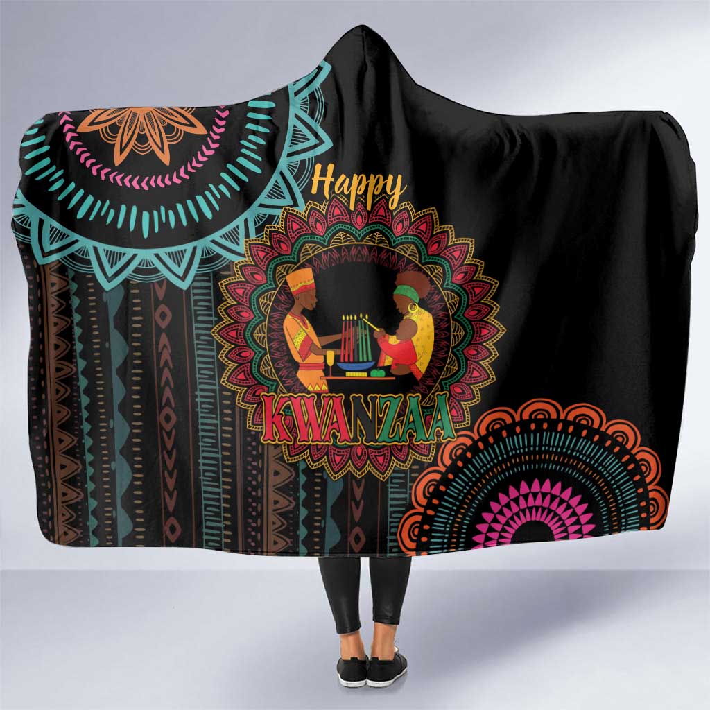 Happy Kwanzaa African Hooded Blanket Mandala Mix Nguzo Saba