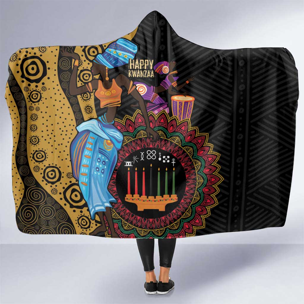 Happy Kwanzaa African Hooded Blanket Tribal Dance