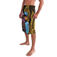 African tribal print wrap skirt with multicolor dancers and dark decorative border