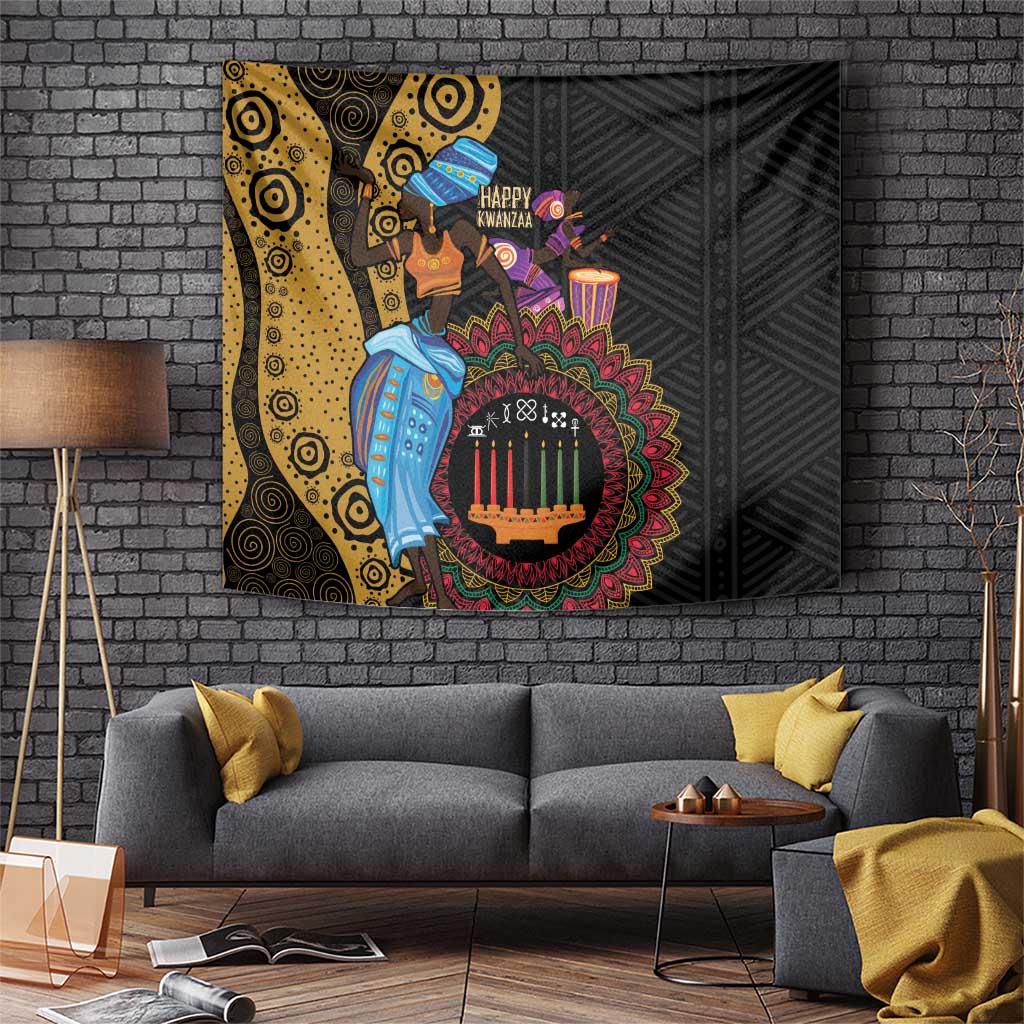 Happy Kwanzaa African Tapestry Tribal Dance